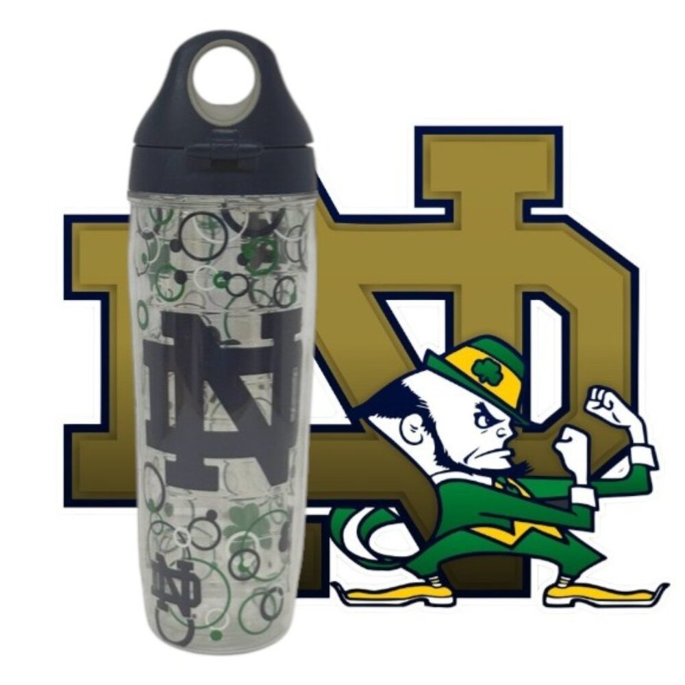 NWOT Tervis 24 oz Notre Dame Fighting Irish Insulated Water Bottle w/Hinged Top